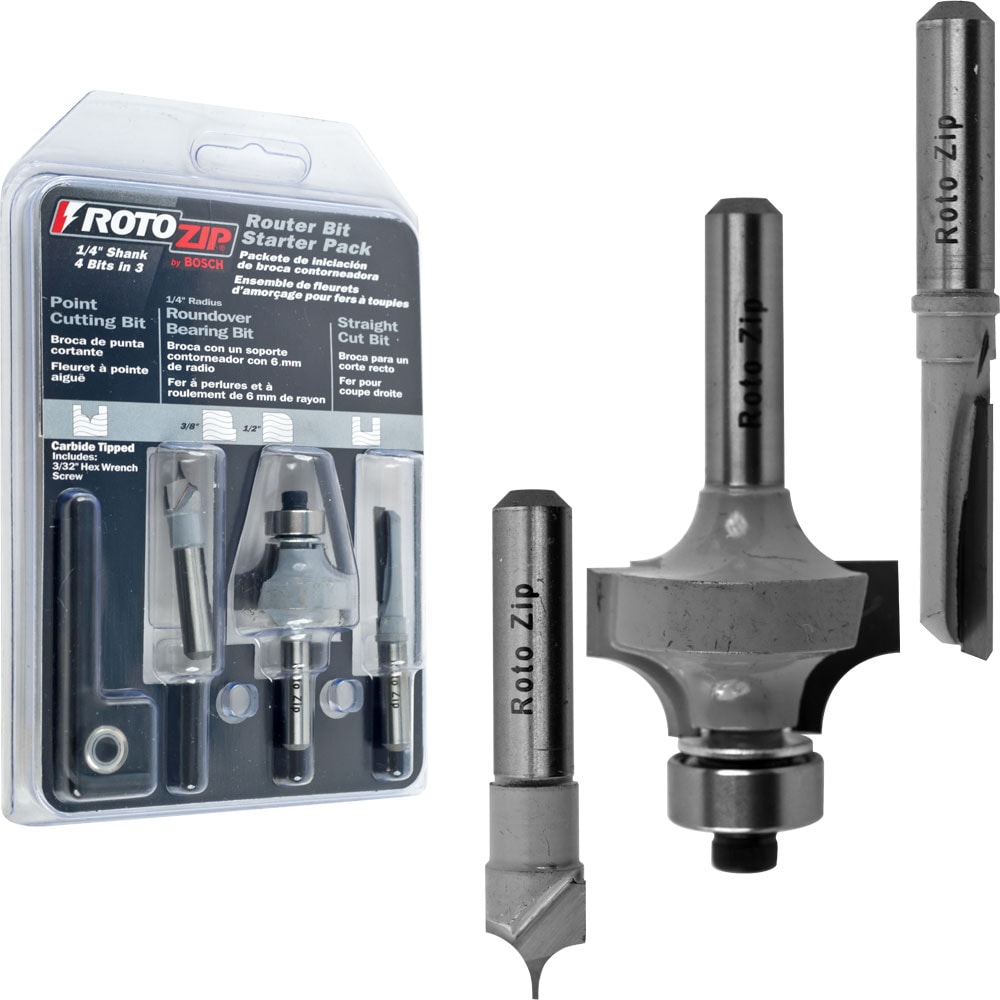 Bosch Rotozip 4 in 3 Router Bit Starter Pack