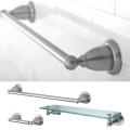 Heritage Satin Nickel 3-piece Shelf and Towel Bar Set