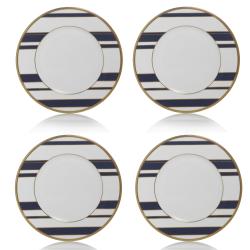 Mikasa Color Studio Blue Gold Stripes Accent Plates (Set of 4)