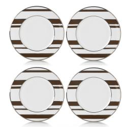Mikasa Color Studio Brown Platinum Stripes Accent Plates (Set of 4)