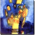 Abstract 'Blue and Yellow' Giclee Canvas Art