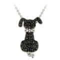 Sterling Silver Black Diamond Accent Dog Necklace