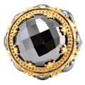 Michael Valitutti Palladium Silver Hematite and Sapphire Ring