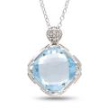 Sterling Silver Blue Topaz Diamond Accent Necklace (G-H, I3)