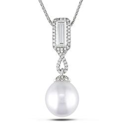 18k Gold South Sea Pearl and 1 1/5ct TDW Certified Diamond Necklace (G, SI2) (11-12 mm)