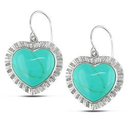 Sterling Silver Turquoise Heart Earrings