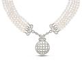 14k Gold Akoya Pearl and 2 3/4ct TDW Diamond Necklace (H-I, I1-I2) (4-4.5 mm)