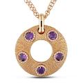 18k Pink Gold Amethyst and Pink Cubic Zirconia Circle Necklace