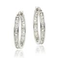 Icz Stonez Sterling Silver Cubic Zirconia Hoop Earrings (2 5/8ct TGW)