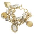 Geneva Platinum Women's Rhinestone Faux Pearl Charm Watch