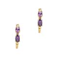10k Yellow Gold Oval-cut Amethyst and Diamond Accent Hoop Earrings