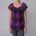 Journee Collection Women's Sheer Smocked Cap Sleeve Blouse