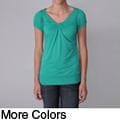 Journee Collection Women's Scoop Neck Cap Sleeve Peasant Top