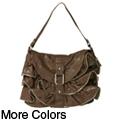Journee Collection Women's Faux Leather Ruffle Accent Hobo Bag