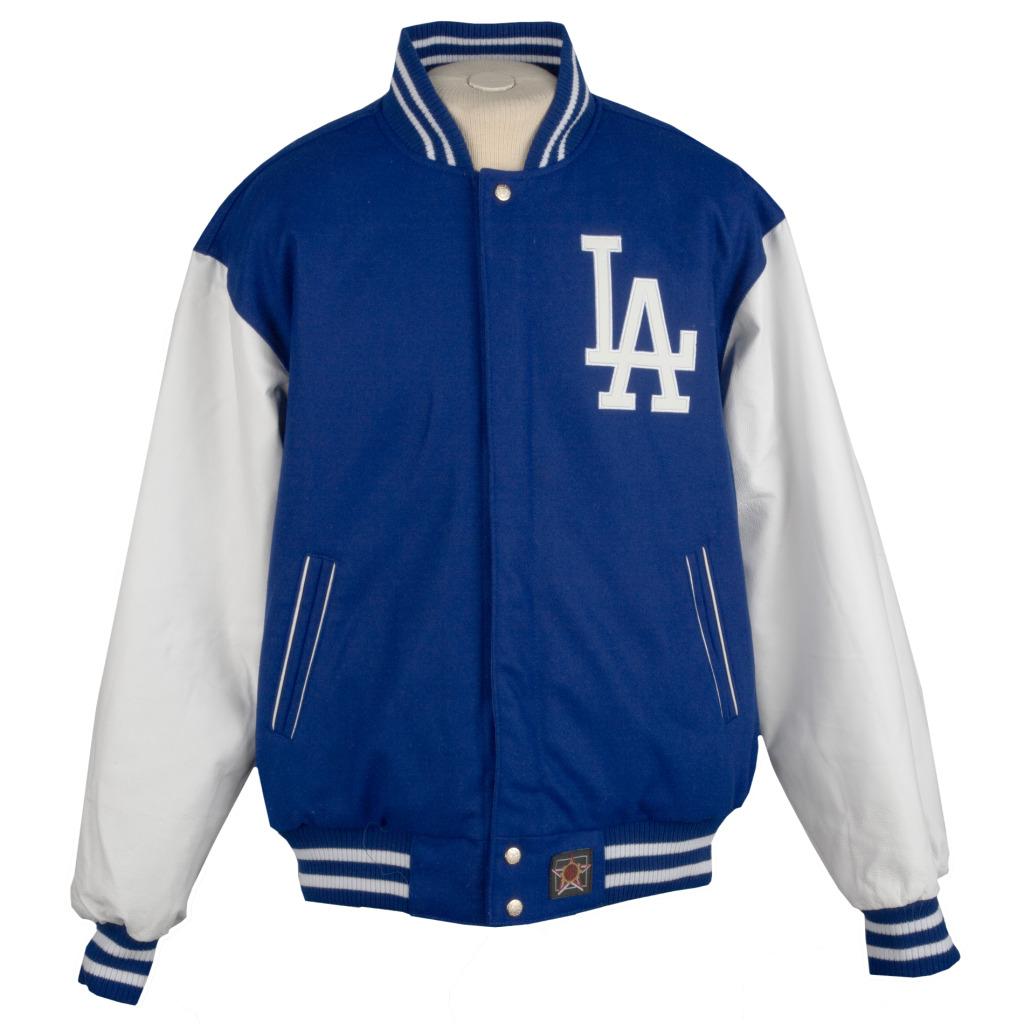 JH Designs Men's Los Angeles Dodgers Reversible Wool Varsity Jacket