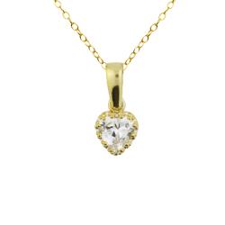 14k Yellow Gold Over Silver Heart-cut Cubic Zirconia Necklace