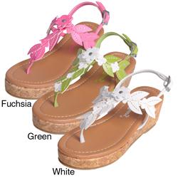 Journee Collection Girl's 'Sada-9' T-strap Floral Sandals