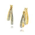 18k Gold over Silver Diamond Accent Double Hoop Earrings