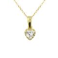 14k Yellow Gold Over Silver Heart-cut Cubic Zirconia Necklace
