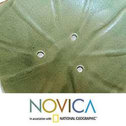 Set of 2 Ceramic 'Lotus Pond' Soap Dishes (Indonesia)