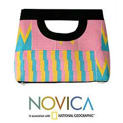 Cotton Kente 'Pink is Sweet' Large Tote Handbag (Ghana)