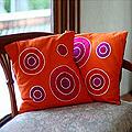 Set of 2 Cotton 'Bubbly Tangerine Batik Cushion Covers (Thailand)