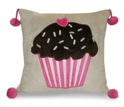 Cupcake Applique Decorative Pillow
