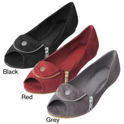 Adi Designs Women's 'Kalen' Zipper Peep Toe Flats