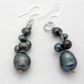 Sterling Silver Hand-knotted Black Pearl Earrings (2-7 mm) (China)