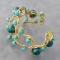 Goldtone Reconstructed Turquoise Open Swirl Cuff (Thailand)