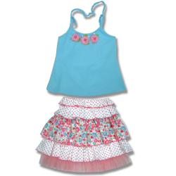 Beetlejuice London Girl's Halter and Tulle-trimmed Tiered Skirt Set
