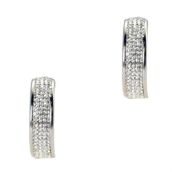 Sterling Silver Crystal Half-Hoop Earrings
