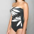 Jantzen Women's Black Leaf-print 1-piece Bandeau Swimsuit
