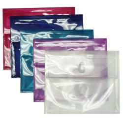 Plastic Purple 2-pocket Open-end Envelope with Velcro Closure (Pack of 12)