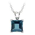 Glitzy Rocks Silver London Blue Topaz Square Solitaire Necklace