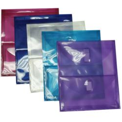 Plastic Blue 2-pocket Open-end Envelope with Velcro Closure (Pack of 12)