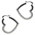 Sterling Silver Crystal Heart Hoop Earrings