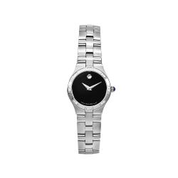 Movado Women's Juro Stainless Steel Diamond Accent Black Dial Watch