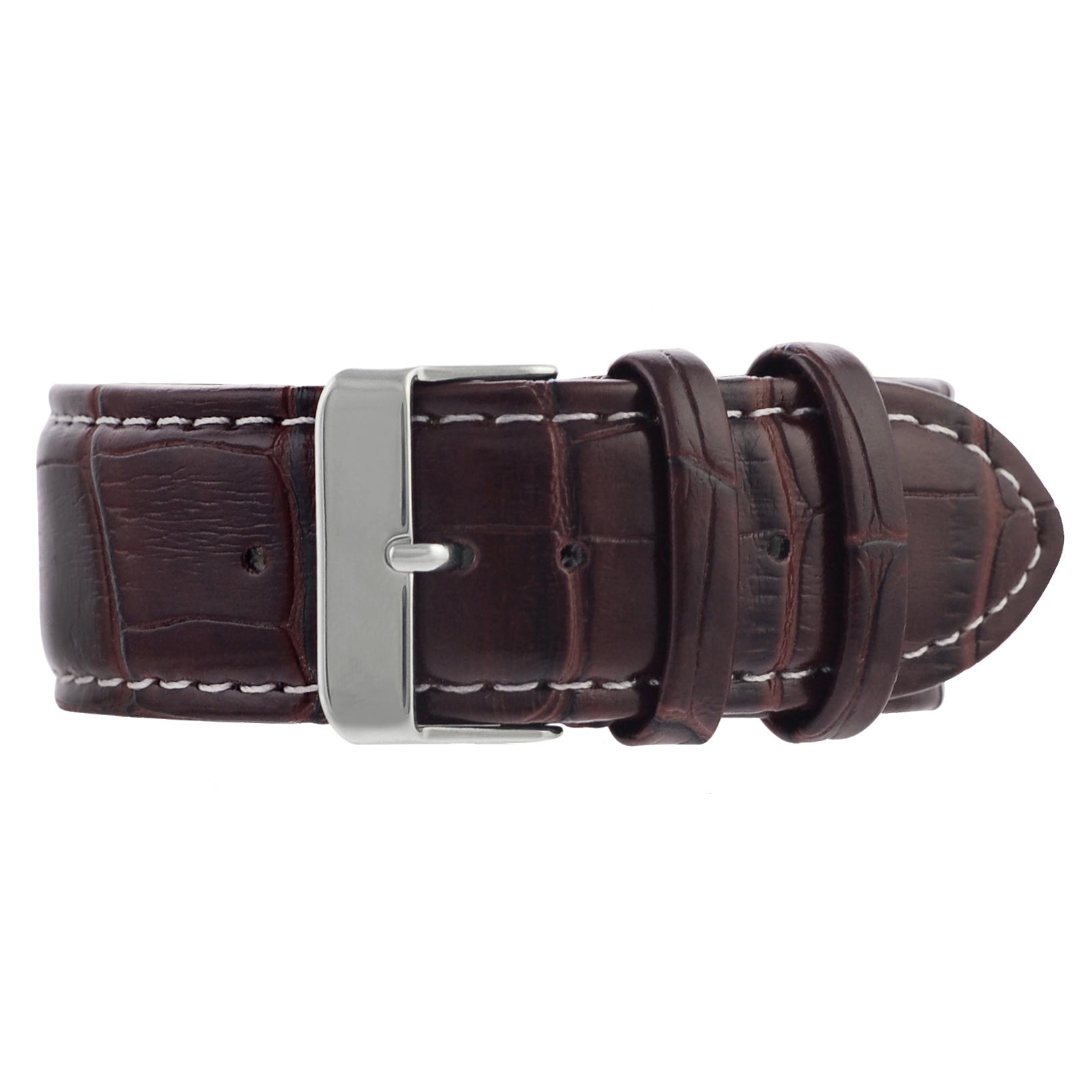 Geneva Platinum Men's Genuine Leather Buckle Watch
