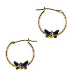 10k Yellow Gold Children's Enamel Butterfly Hoop Earrings