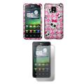 T-Mobile G2x/ LG Optimus 2X Pink Skull Protector Case with Screen Protector