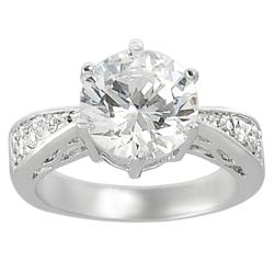 Journee Collection Silvertone Basket and Pave-set Round CZ Ring