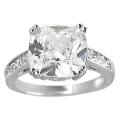 Journee Collection Silvertone Cushion-cut Cubic Zirconia Ring