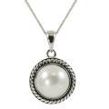 Sterling Silver White Freshwater Pearl Necklace (9.5-10 mm)
