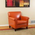 Rolled Arm Leather Burnt Orange Club Chair