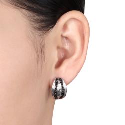 Sterling Silver Black Spinel Hoop Earrings