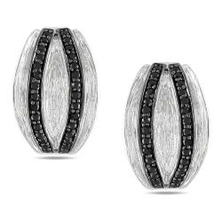Sterling Silver Black Spinel Hoop Earrings