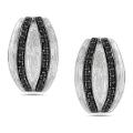 Sterling Silver Black Spinel Hoop Earrings