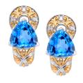 Michael Valitutti Two-tone Swiss Blue Topaz and White Sapphire Earrings