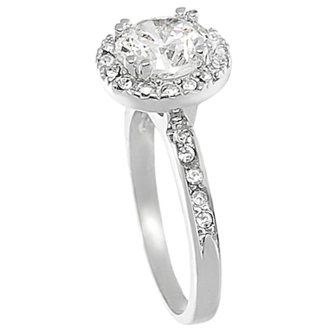 Journee Collection Silvertone Pave-set Round-cut CZ Ring